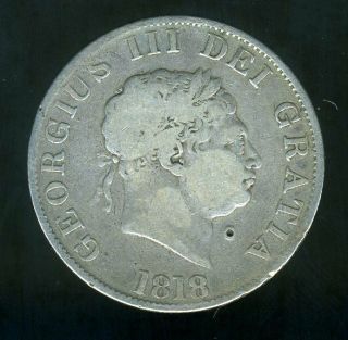1818 British Half Crown George Iii Silver Coin - - - Rare 200,  Year Old Silver Coin