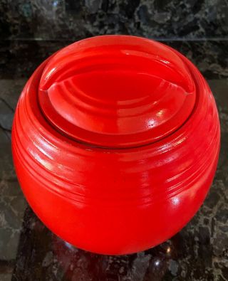 Rare Vintage HALL’s China Art Deco Cookie Jar Red 3