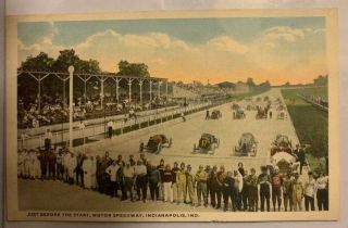 Rare 1916 Indy 500 Just Before Start Postcard Eddie Rickenbacker Rc 1/1 Wwi Ace