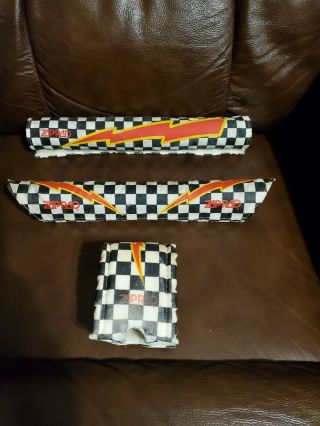 Zap Pads Old School Vintage Bmx Complete Set Rare Black And White Checkerboard
