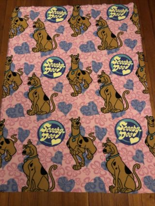 Vintage Very Rare Scooby Doo Pink Fleece Throw Blanket 58”x 44”
