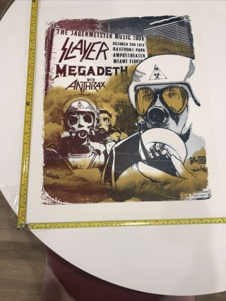 Slayer Megadeth Anthrax Rare Limited Edition Pressed Event Poster 35 Of 90