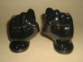 Rare Nancy Funk Ceramics Black Hand Fist Toilet Paper Holder Towel Bar Porcelain