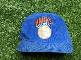 Vintage Uii York Knicks Nba Rare Blue Corduroy Official Hat Cap 80s 90s
