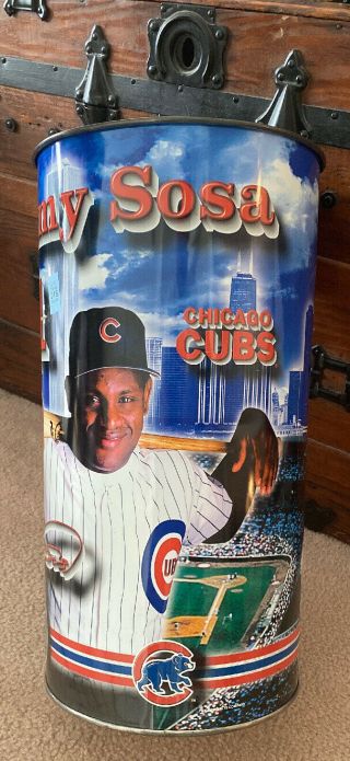Vintage Sammy Sosa Trashcan Can 90s Chicago Cubs 1998 Rare