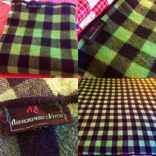 Rare 40s - 50s Vintage Abercrombie & Fitch Green/black Plaid Wool Blanket/throw
