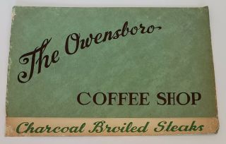 Vintage Albert Noe Hotel The Owensboro Coffee Shop Menu Owensboro Kentucky (rare)