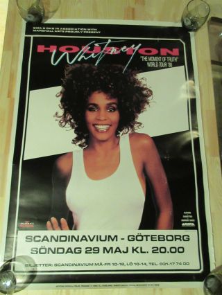 Rare 1988 Whitney Houston Concert Poster Scandinavium Arena Gothenburg,  Sweden.