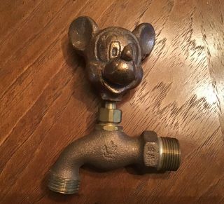 Rare Solid Brass Mickey Mouse Water Faucet Spigot Hardware Older Or Vintage?