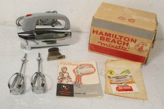 Vintage 1960 Chrome Hamilton Beach Mixette Handheld Mixer Box 60mc Rare