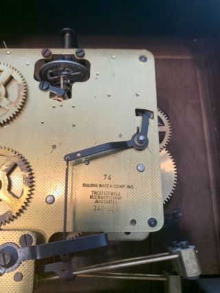 Rare Vintage Bulova Tempus Fugit Mantel Clock West Germany 340 - 020 w/Key & Book 3