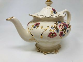 Rare Vintage Sadler England Teapot 3658 Flowers Floral Ornate Gold Trim 6.  5”