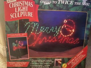 Mr.  Christmas Light Sculpture 1994 Merry Christmas W/ Santa Face Rare 48”x22”
