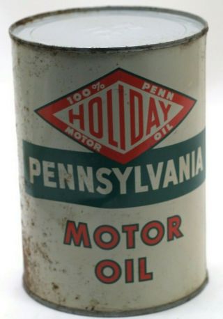 Vintage Rare Holiday Pennsylvania Motor Oil 1full Qt.  Diamond Head Oil Refinery