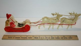 Vintage Rare Celluloid Santa,  Reindeer And Sleigh Made In Japan