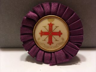 Rare Antique Early 1900’s Red Cross Of Constantine Ribbon Pin