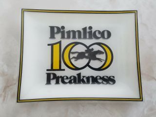 Rare 100th Preakness Glass Tray Pimlico Race Track Baltimore Maryland Md
