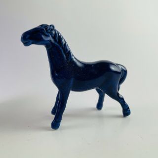 Set of 6 Chinese Mud Horse 2 - 3” Cobalt Blue Porcelain Mid Century Mini Rare 2