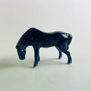 Set of 6 Chinese Mud Horse 2 - 3” Cobalt Blue Porcelain Mid Century Mini Rare 3