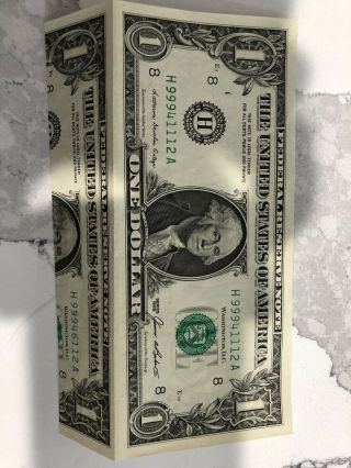 Miscut $1 Dollar Bill Error Rare UNC 1985 Uncut One 2