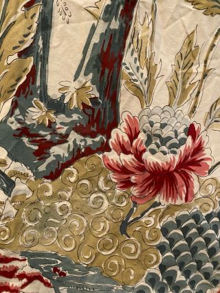 Vtg RARE Pottery Barn Floral Hummingbird Duvet Cover ITALY Queen/Full Cotton 3