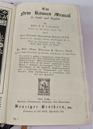 The Roman Missal In Latin & English,  Rev.  Lasance,  Benziger Brothers,  1952