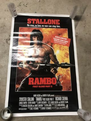 Rare Vintage 1985 Rambo First Blood Part 2 Blockbuster Vhs Beta Movie Poster