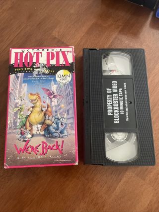 Rare Blockbuster Hot Pix Vhs October 1993 We’re Back Dinosaur’s Story -