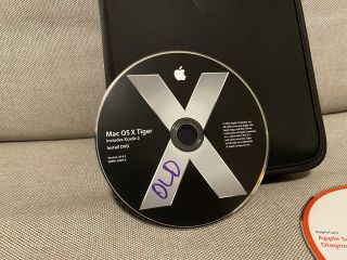 Rare Apple CD Disc Case & Mac OS X 10.  4 Tiger - Full Version CPU Drop in DVD 2