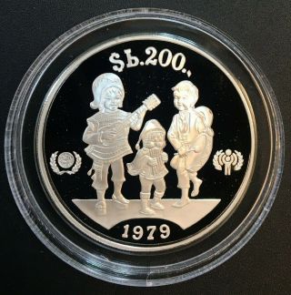 1979 Bolivia - 200 Pesos - Int.  Year Of Child - Proof Silver Crown - Very Rare