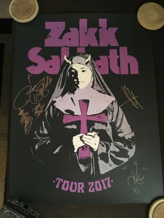 Hand Signed Zakk Sabbath Zakk Wylde Nun Black Sabbath Poster - Rare 1