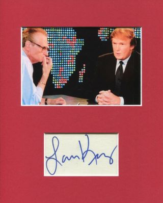 Larry King Tv News Host Rare Signed Autograph Photo Display With Donald Trump
