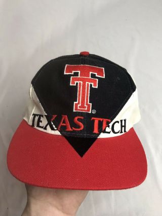Vintage Texas Tech Red Raiders Snapback Hat Cap Rare Colorblock 90s College