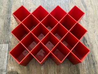 Vintage Rare Red Copco Lubge - Randel Mcm Honeycomb Wall Spice Rack Midcentury