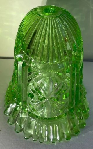 Rare Elegant Vintage Bohemian Uranium Vaseline Glass Lamp Shade Black Light