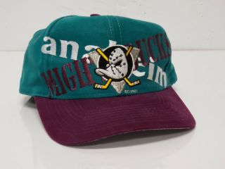 Vintage 90s Anaheim Mighty Ducks Disney Snapback Hat Cap Rare Crisscross Logo 7