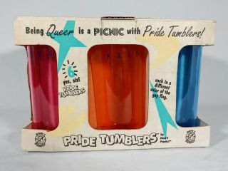 6 Vintage Gay Pride Flag Colors Plastic Tumblers Cups By Don 