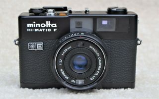 Rare Minolta Hi - Matic F 35mm Rangefinder Black Film Camera -