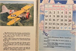 Rare Vintage 1943 Grumman Aircraft Fighters Calendar,  Book,  Nm,  Color Graphics,  Nres