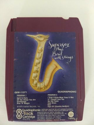 Very Rare Supersax Plays Bird W/ Strings Quadraphonic Quad 8 Track Tape