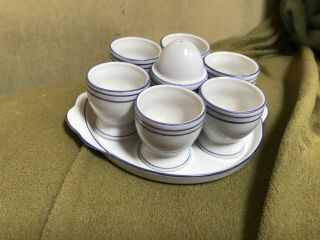 Vintage Tiffany & Co.  Lavender And White Porcelain Soft Boiled Egg Server Rare