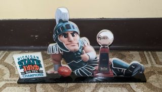 Rare Michigan State University Spartans Big Ten Champions Sparty Mascot Display