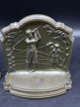 Rare 1920 ' s Jennings Brothers 3285 Golfer With Caddy Bookends 3