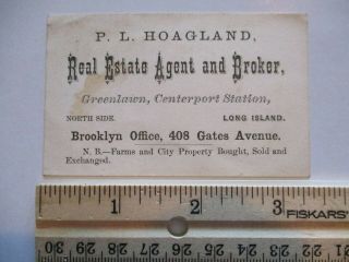 Rare Ca.  1865? Civil War Era Brooklyn Business Card Hoagland Real Estate Agent