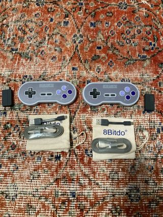 2x 8bitdo Snes Classic Wireless Controllers Ex Complete Rare