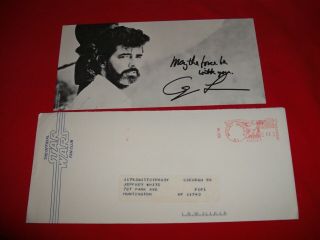 Rare Star Wars Fan Club 1984 George Lucas Facsimile Autograph Card In Mailer