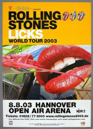 The Rolling Stones - Rare Hannover 2003 Forty Licks Concert Poster