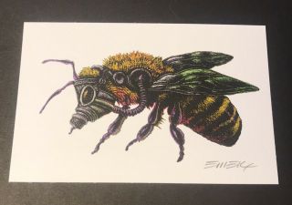 Emek Bee Handbill Signed Art Print 2007 Color Variant 4.  75 X 3 Rare Not Poster