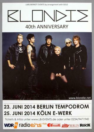 Blondie Debbie Harry - Rare Berlin,  Cologne 2014 Concert Poster