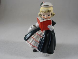 Vtg Rare 1956 Napco Bloomer Blond Hair Girl Christmas Caroler Figurine Holiday